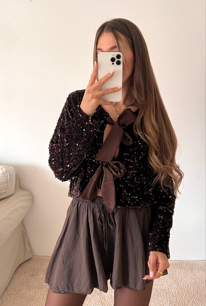 PAILLETTEN JÄCKCHEN mit Schleifen - versch. Farben