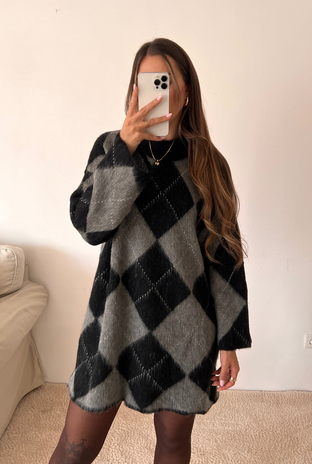 LONGPULLOVER KARO - versch. Farben