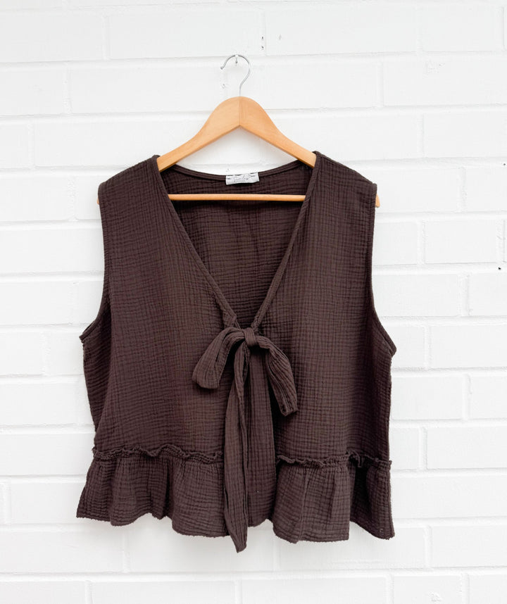 CURVY CUTE MUSSELIN BLUSE MIT SCHLEIFE - versch. Farben