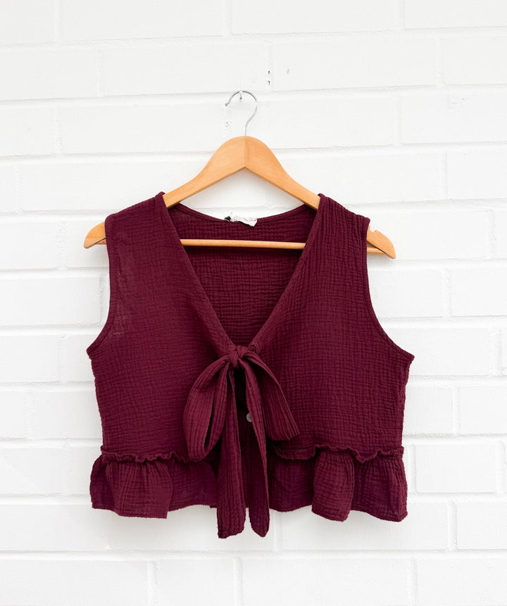 SMALL CUTE MUSSELIN BLUSE MIT SCHLEIFE - ver. FARBEN