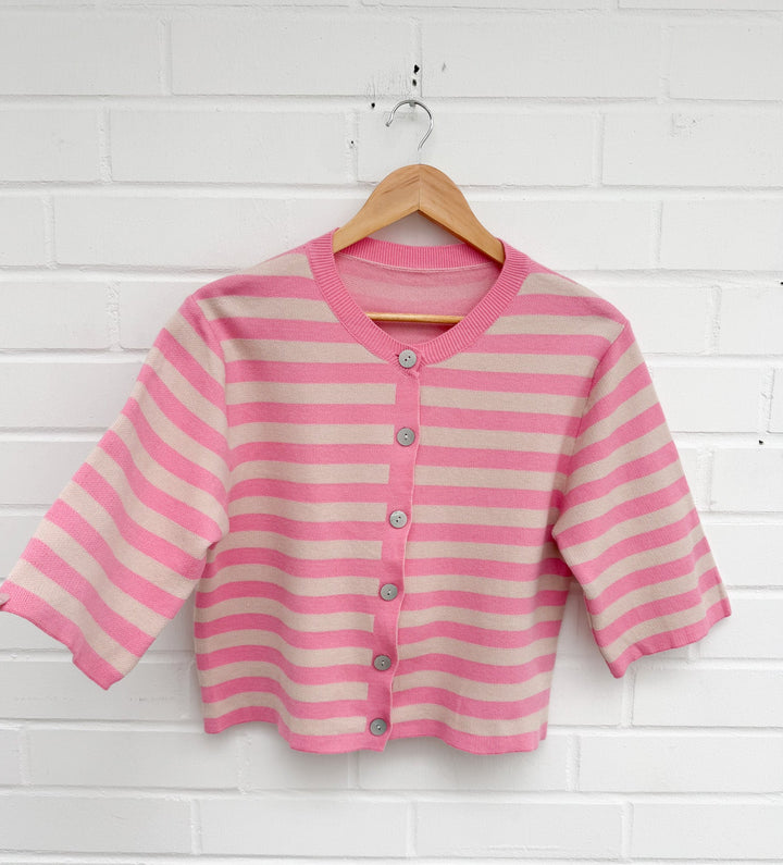 KURZARM STREIFEN STRICKJACKE - versch. Farben