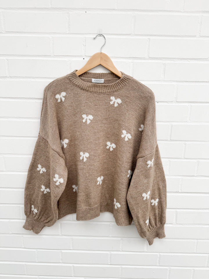 SCHLEIFEN STRICKPULLOVER - Taupe