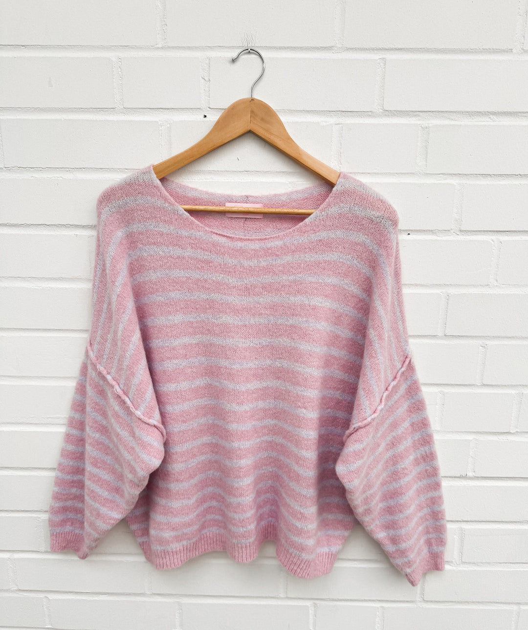 STREIFEN COLOR STRICKPULLOVER - rosa