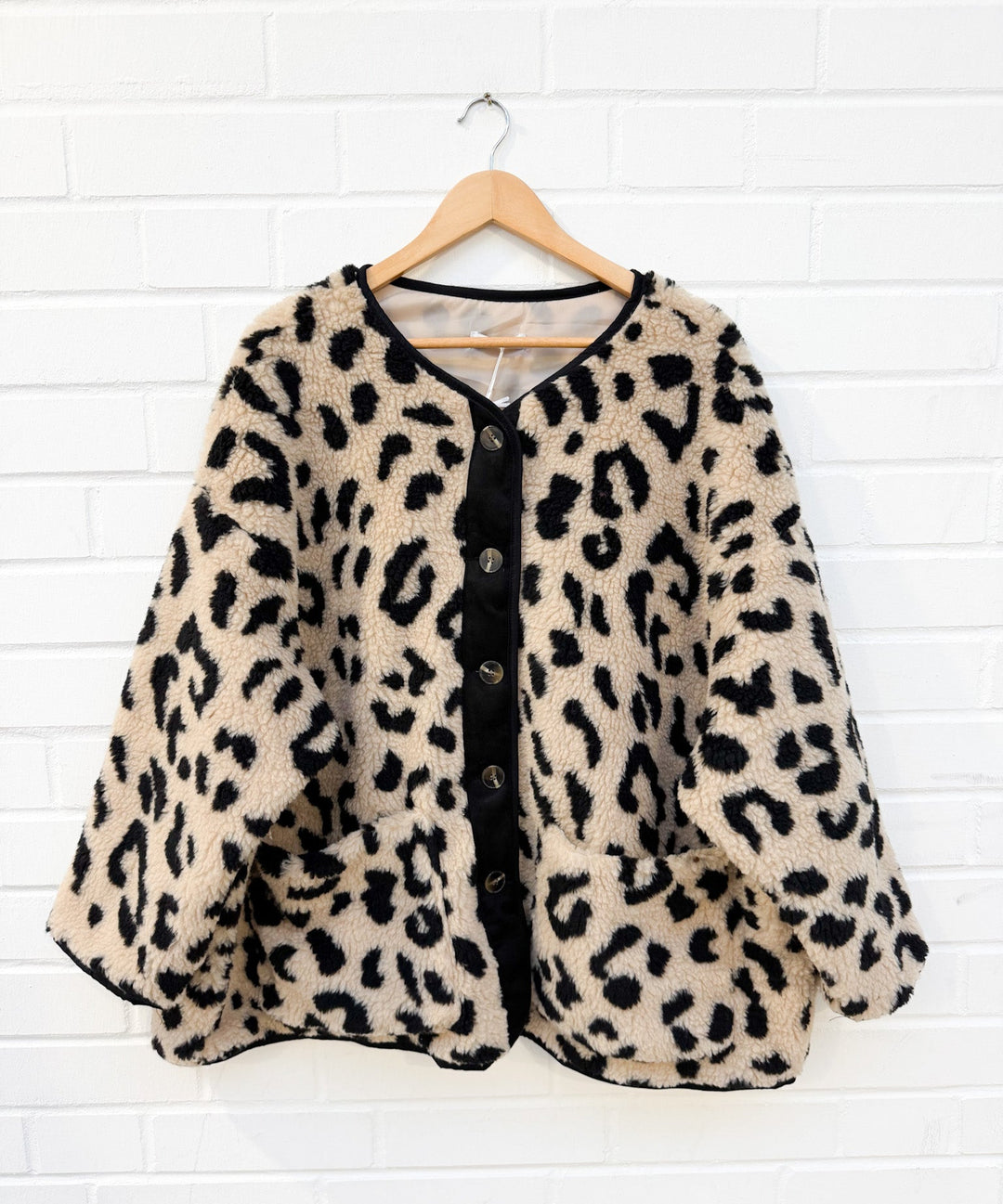 ULTRA OVERSIZE LEO TEDDY JACKE - beige