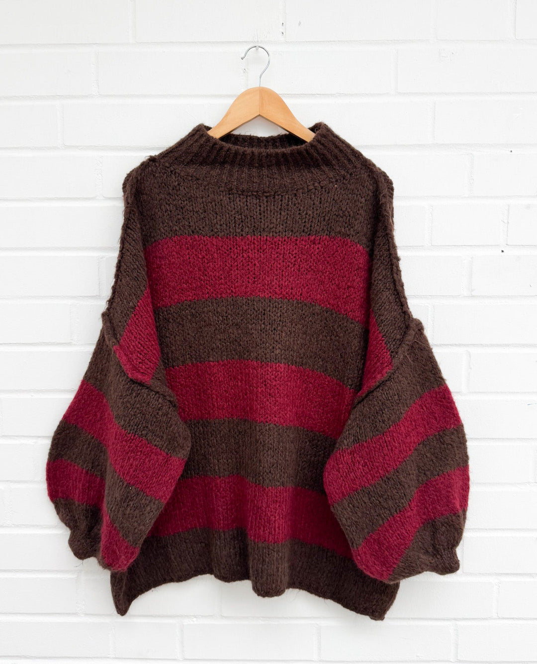 STREIFEN STRICKPULLOVER MAIRA - bordeaux braun