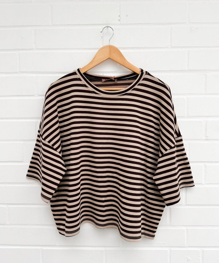 GESTREIFTES Oversize CROP T-SHIRT - versch Farben