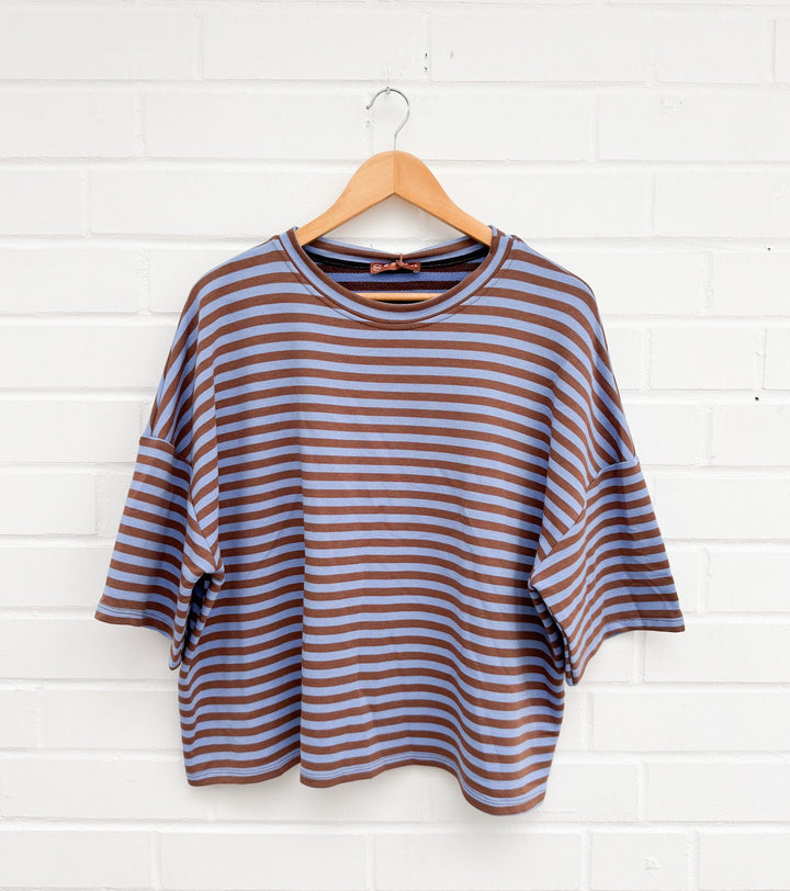 GESTREIFTES Oversize CROP T-SHIRT - versch Farben