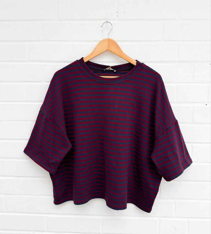 GESTREIFTES Oversize CROP T-SHIRT - versch Farben