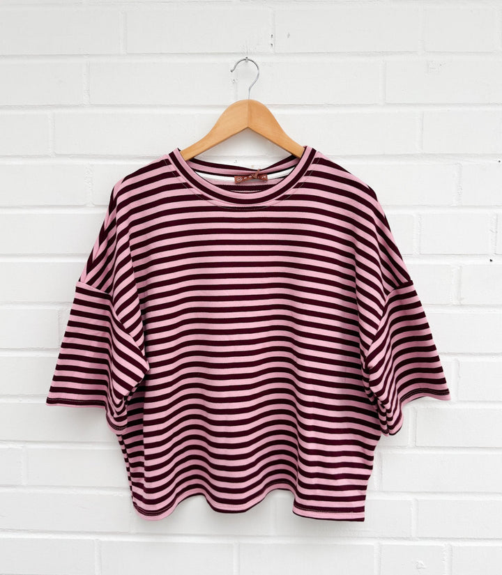 GESTREIFTES Oversize CROP T-SHIRT - versch Farben