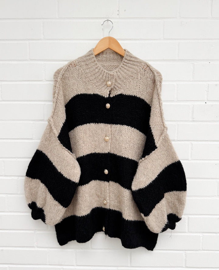 STREIFEN STRICKJACKE MAIRA - beige Taupe
