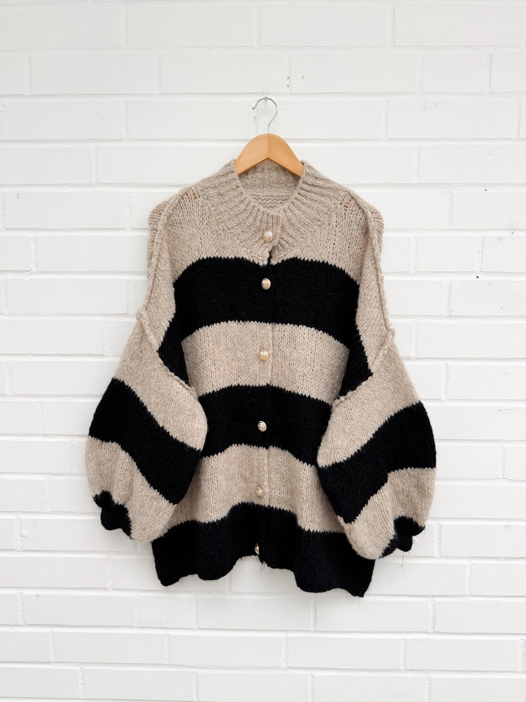 STREIFEN STRICKJACKE MAIRA - beige Taupe
