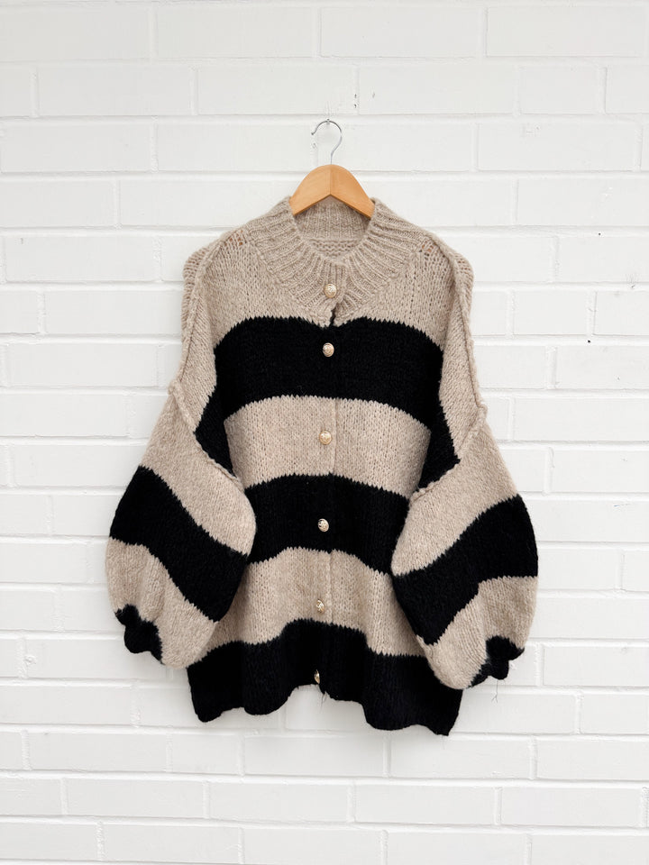 STREIFEN STRICKJACKE MAIRA - beige Taupe