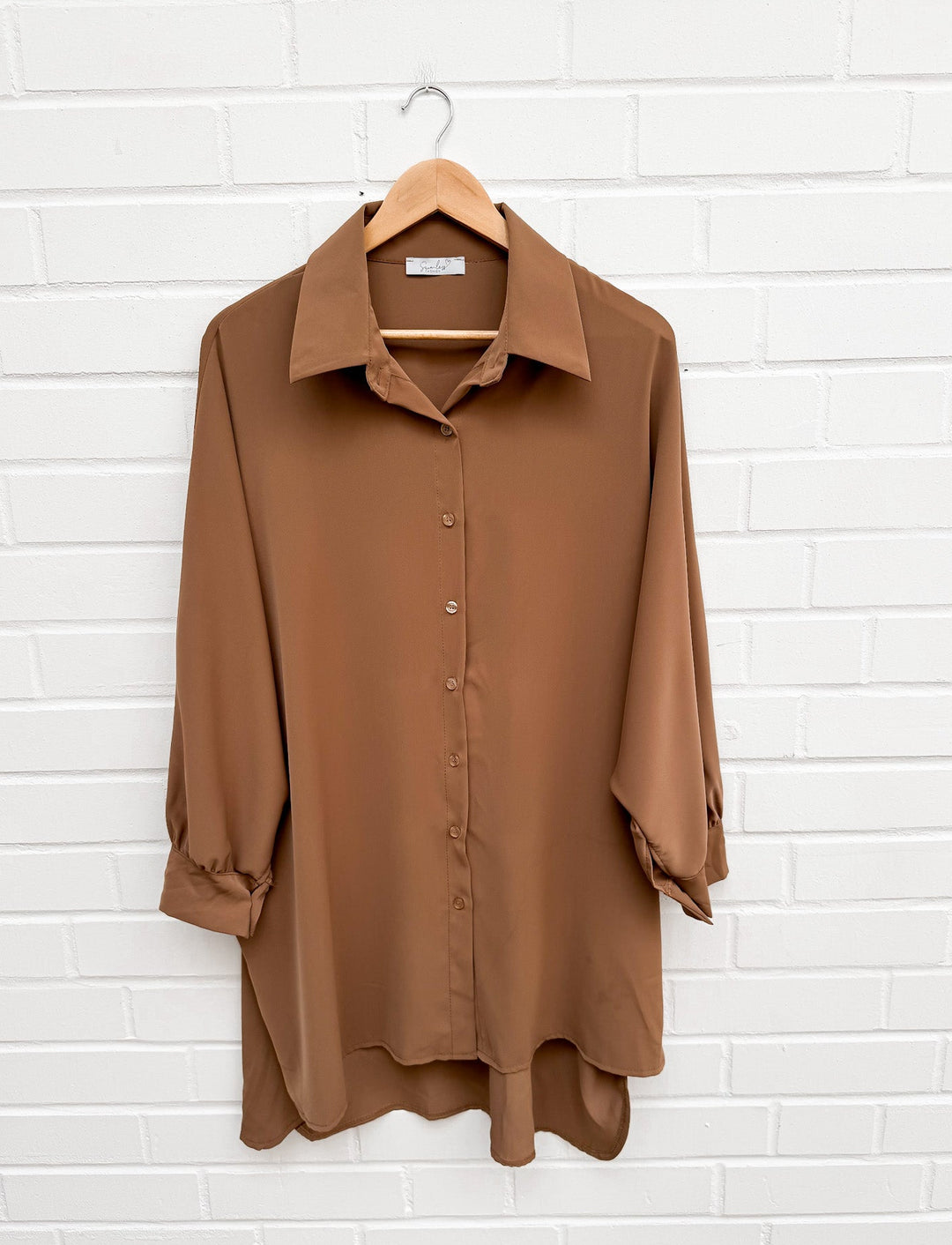 OVERSIZE LONGBLUSE - braun