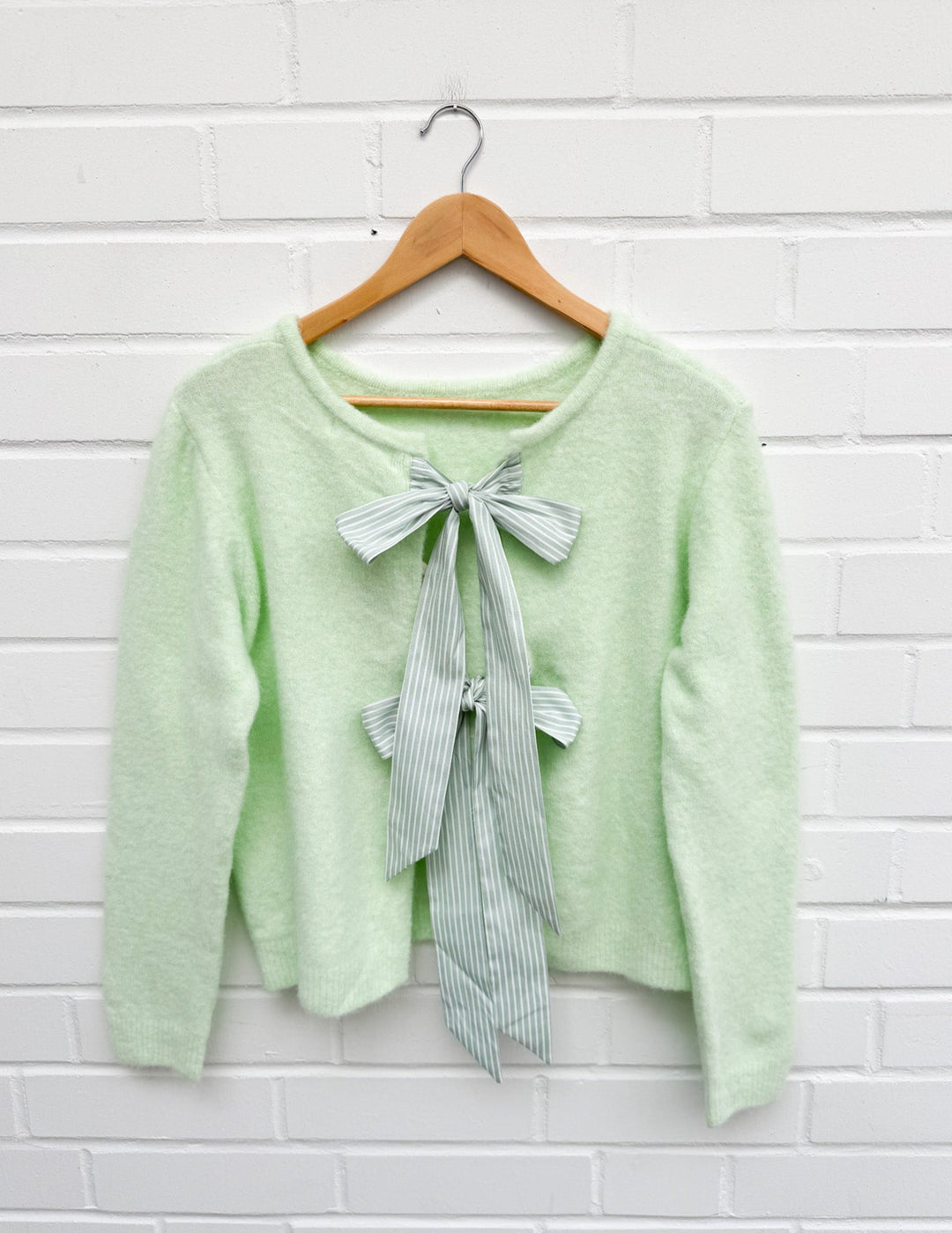 STRICKPULLOVER MIT BLUSEN SCHLEIFEN - mint