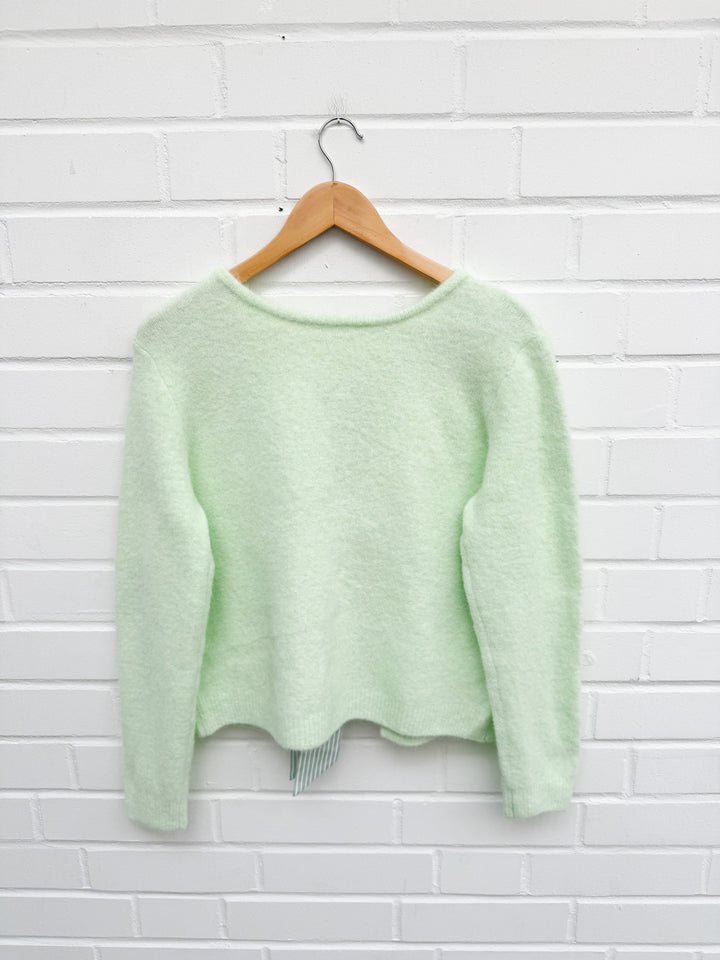 STRICKPULLOVER MIT BLUSEN SCHLEIFEN - mint