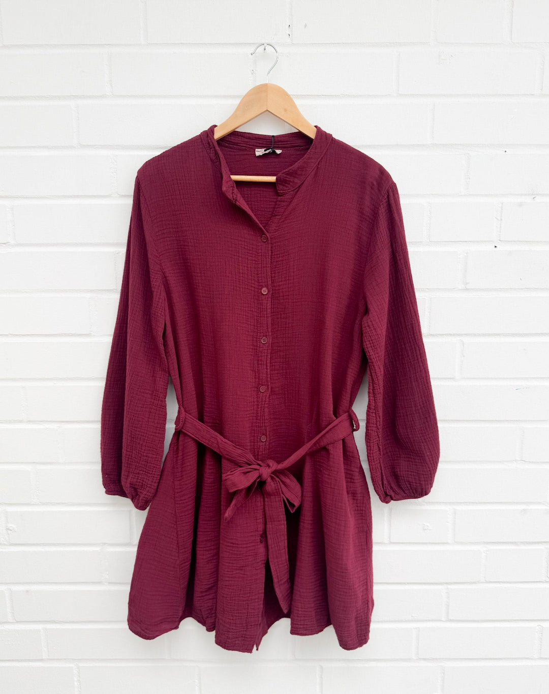 MUSSELIN BLUSENKLEID - bordeaux