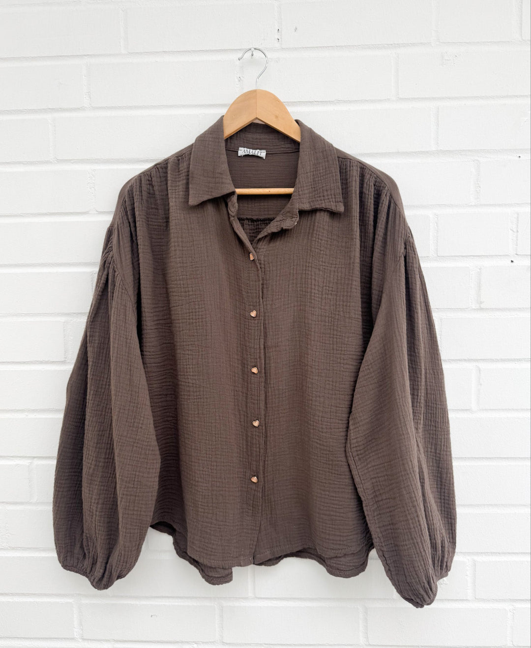 MUSSELIN BLUSE mit Herz Knöpfen - versch. Farben