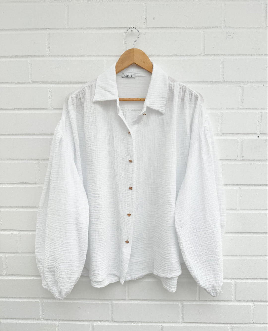 MUSSELIN BLUSE mit Herz Knöpfen - versch. Farben