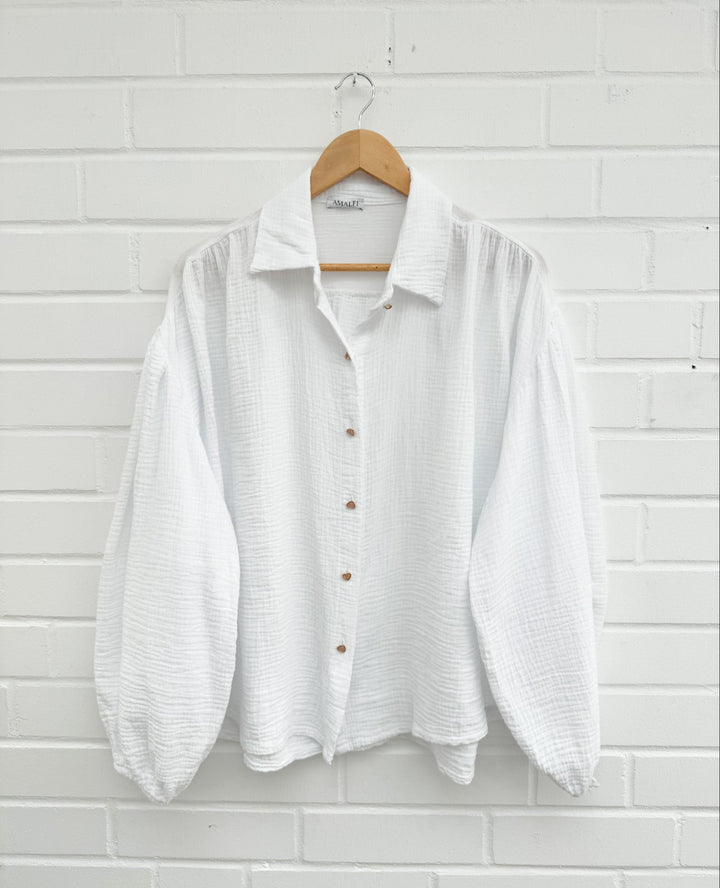 MUSSELIN BLUSE mit Herz Knöpfen - versch. Farben
