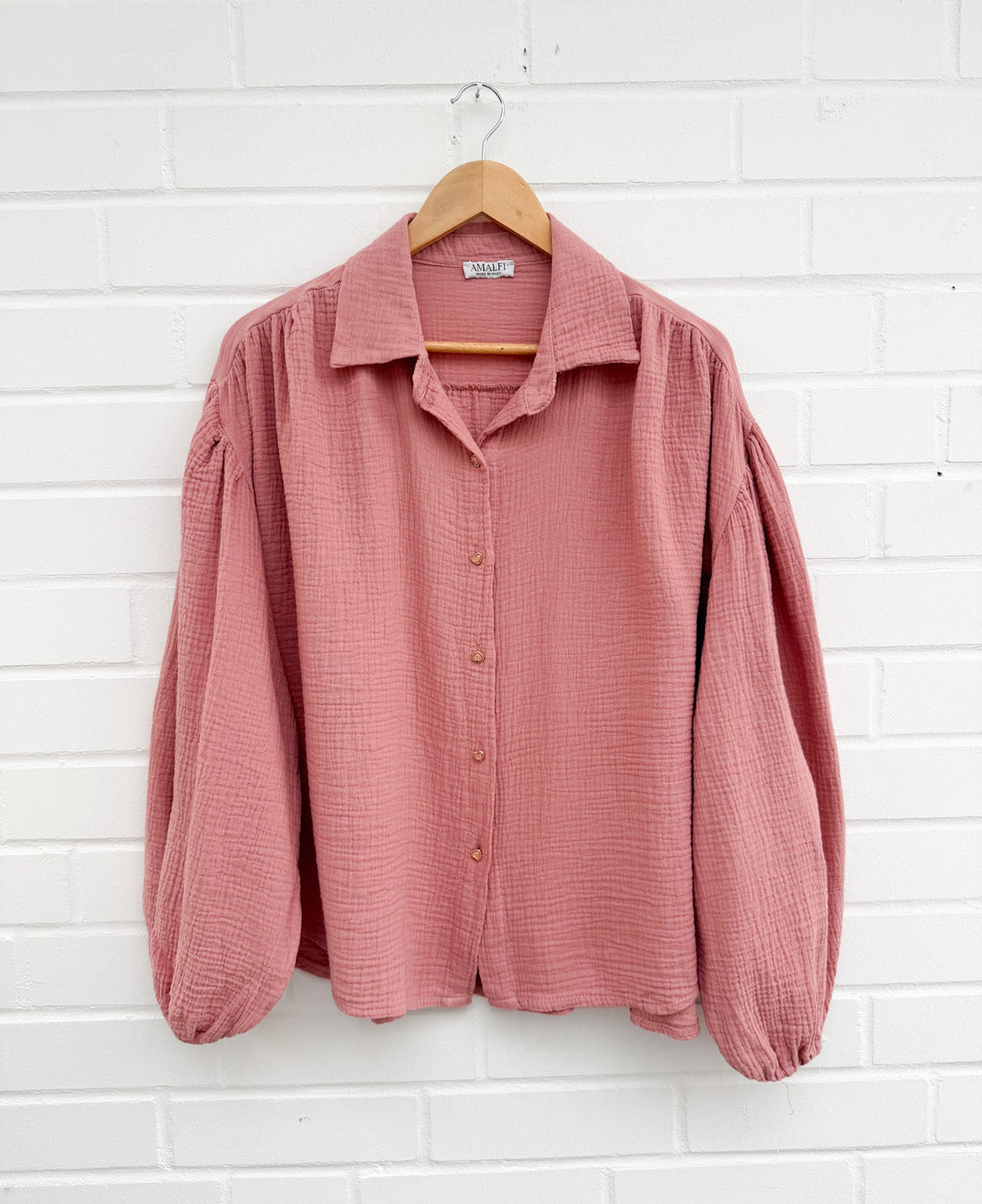 MUSSELIN BLUSE mit Herz Knöpfen - versch. Farben