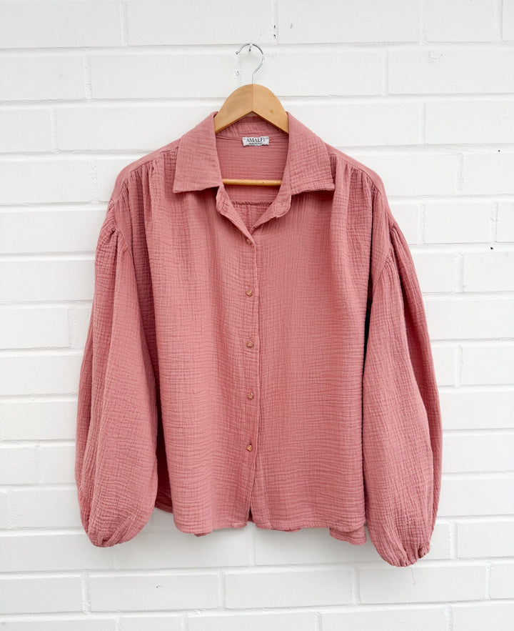 MUSSELIN BLUSE mit Herz Knöpfen - versch. Farben