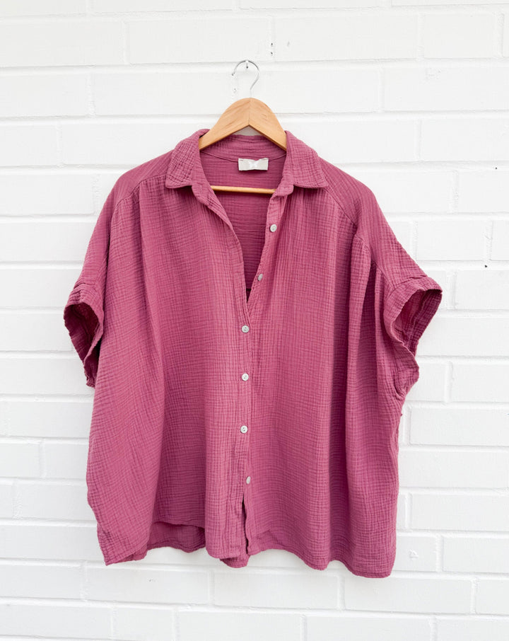 KURZARM MUSSELIN BLUSE- versch. Farben