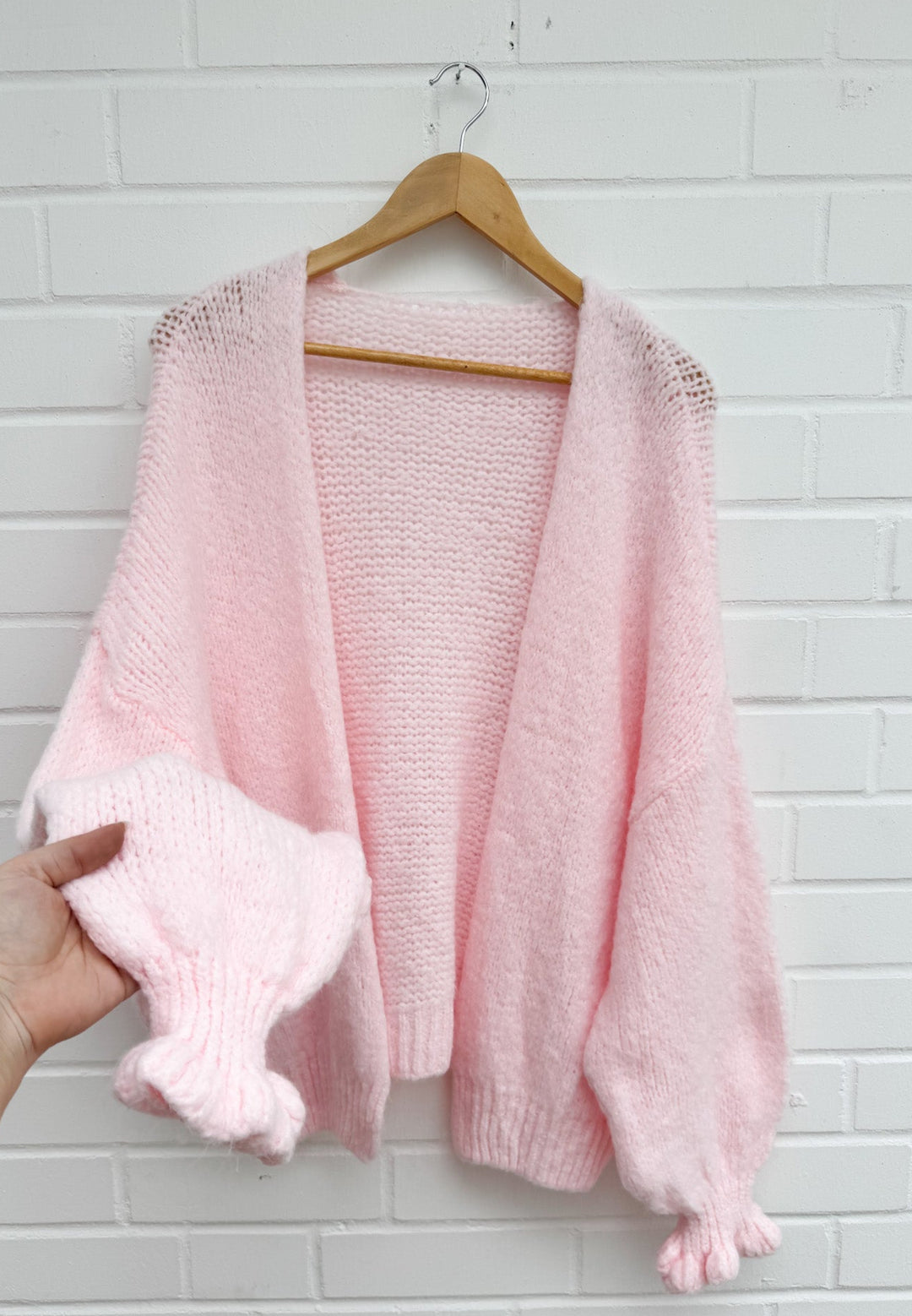 RÜSCHEN CARDIGAN - rosa