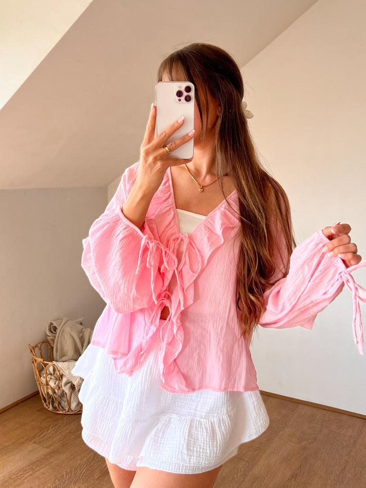 CUTIE SCHLEIFEN BLUSE - rosa