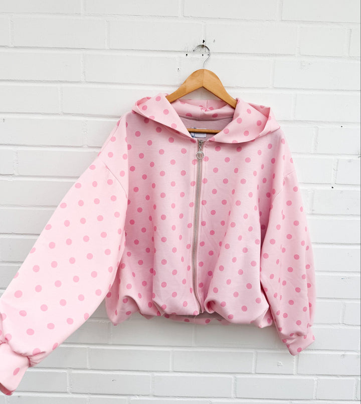 SWEATJACKE mit Punkten - versch. Farben