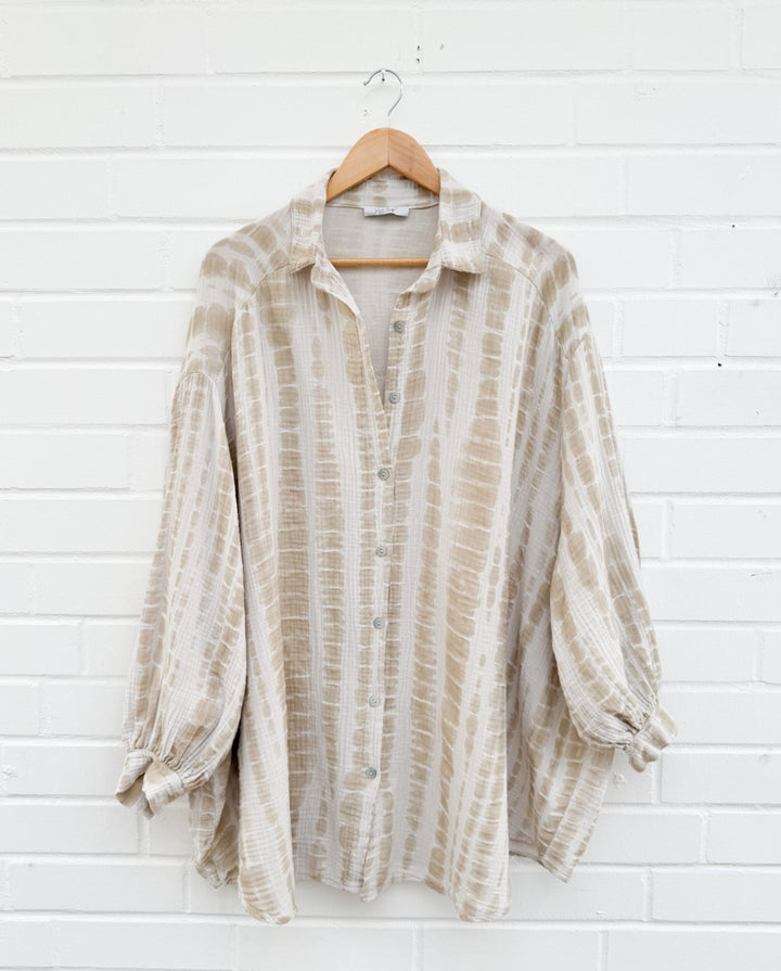 LANGE BATIK MUSSELIN BLUSE - versch. Farben