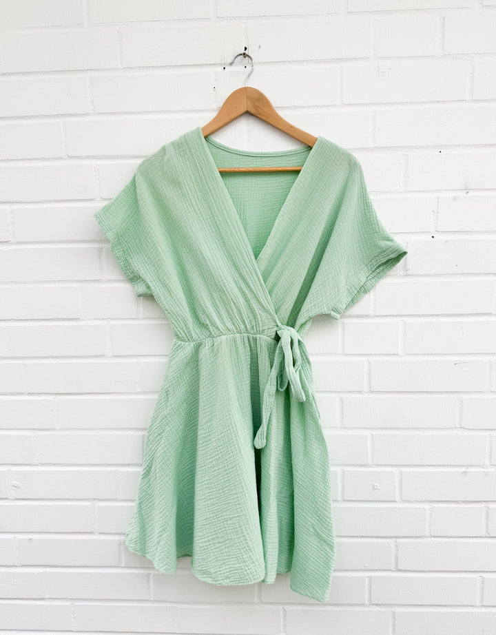 MUSSELN WICKELOPTIK KLEID - versch. Farben