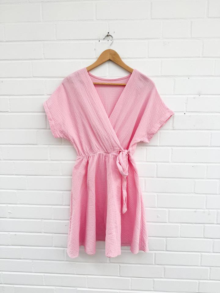 MUSSELN WICKELOPTIK KLEID - versch. Farben