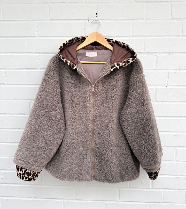 TEDDY JACKE mit Leo Details - schlamm
