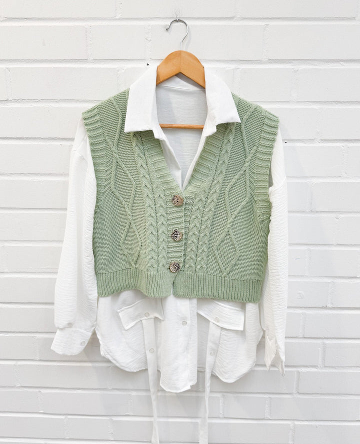 2in1 BLUSE MIT STRICKWESTE - versch. Farben