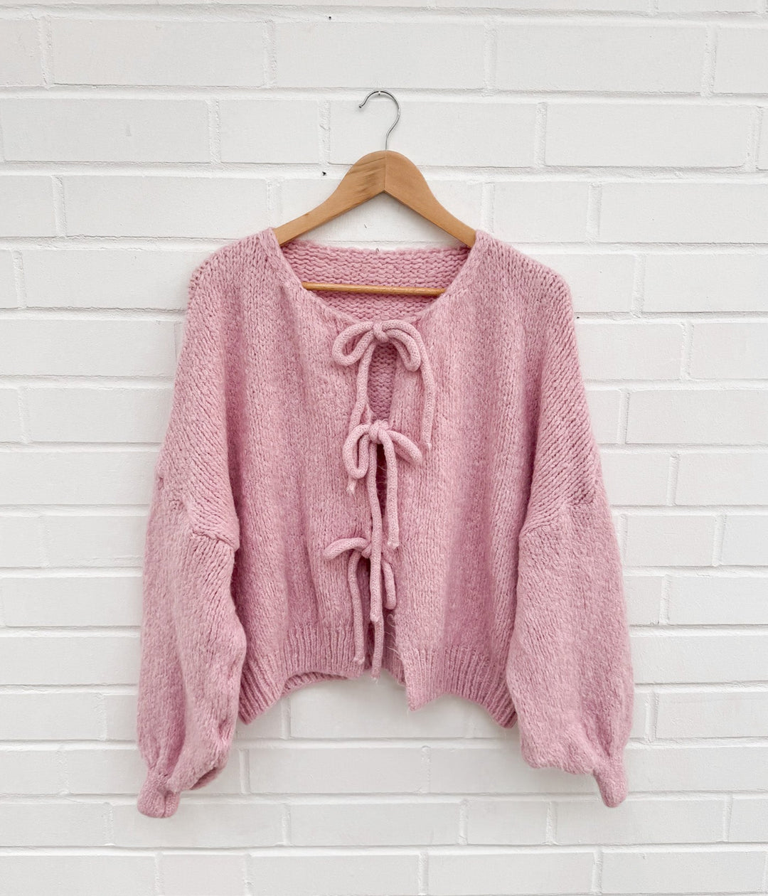 SCHLEIFEN STRICKJACKE - rosa