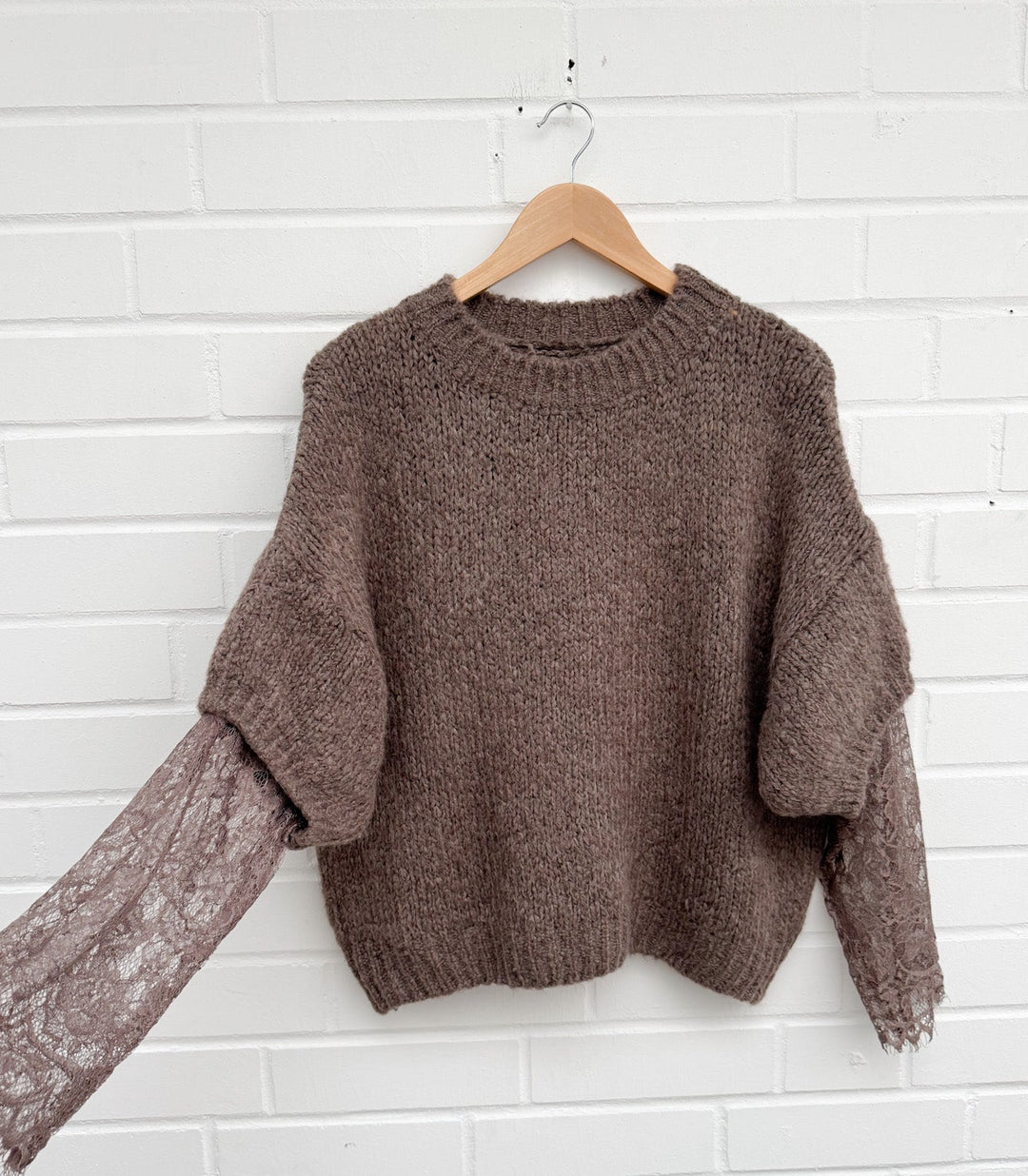 KURZARM PULLOVER mit Spitze - versch. Farben