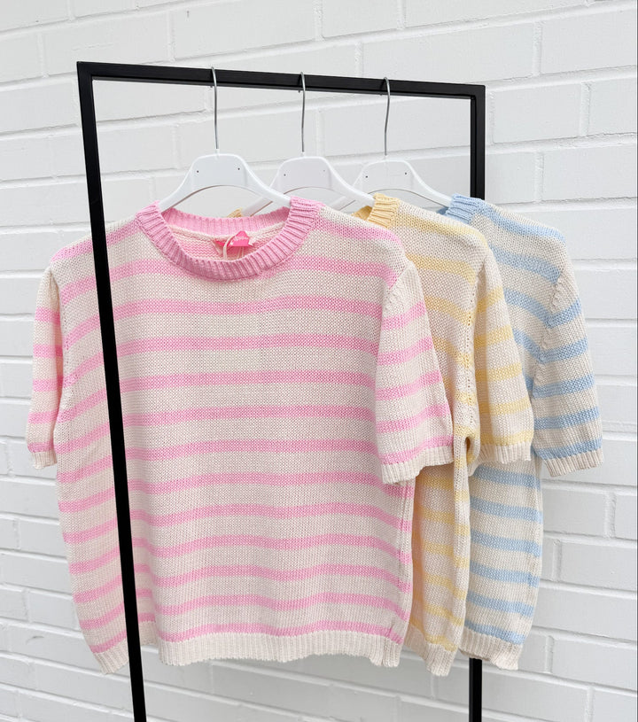 LEICHTES STREIFEN STRICK T-SHIRT - versch. Farben