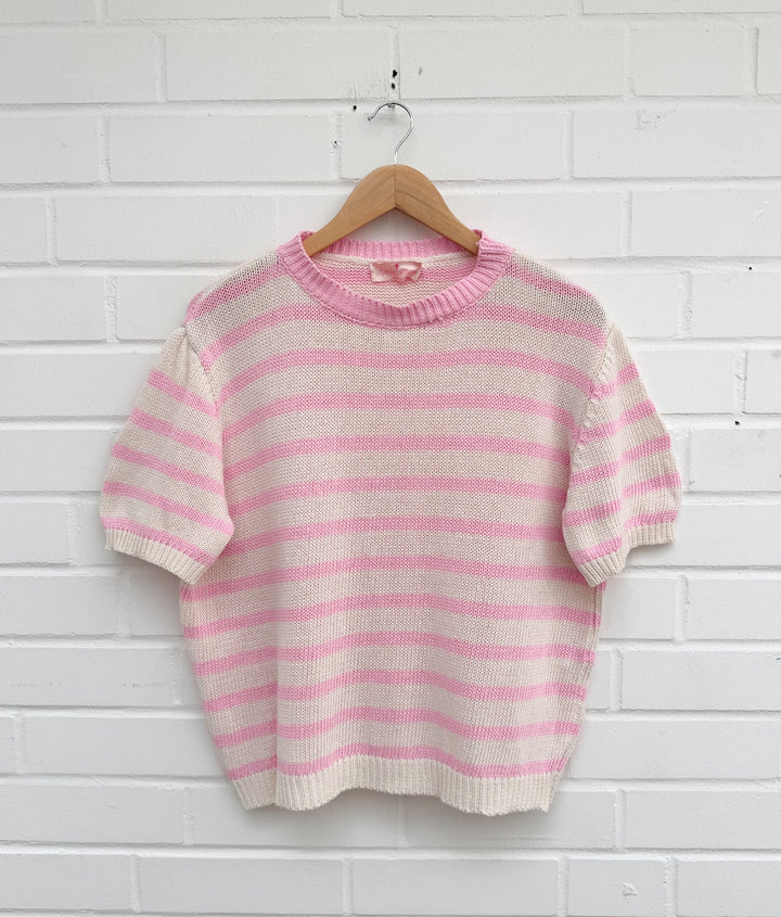 LEICHTES STREIFEN STRICK T-SHIRT - versch. Farben