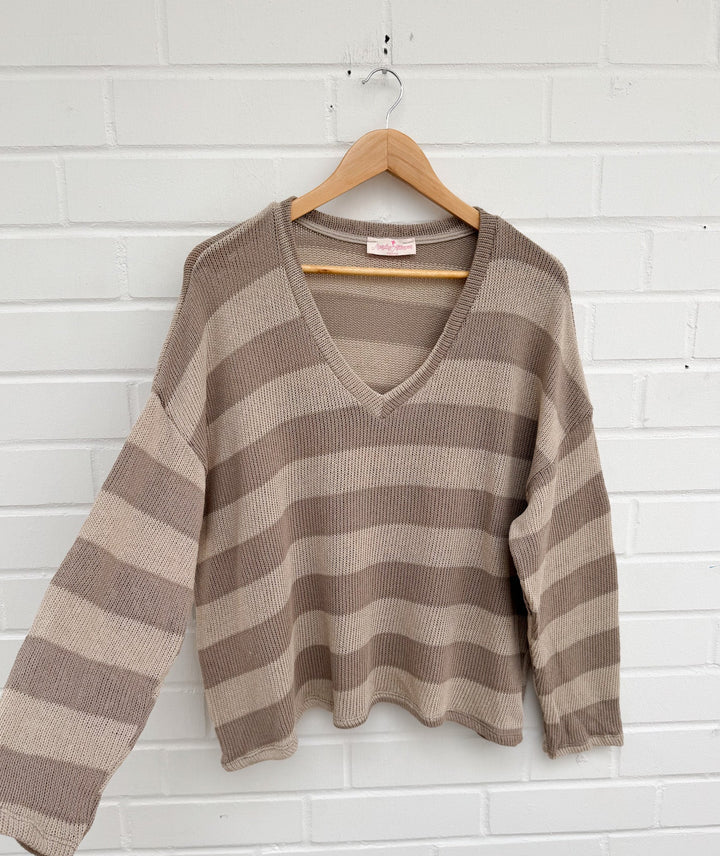 STREIFEN V PULLOVER FEE - versch. Farben