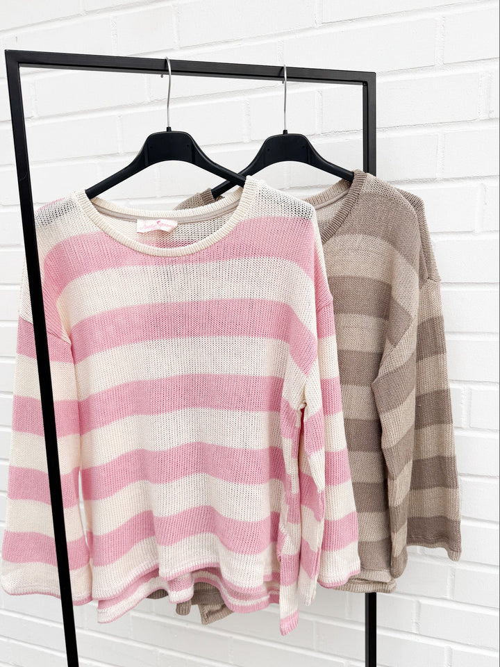 STREIFEN RUNDHALS PULLOVER FEE - versch. Farben