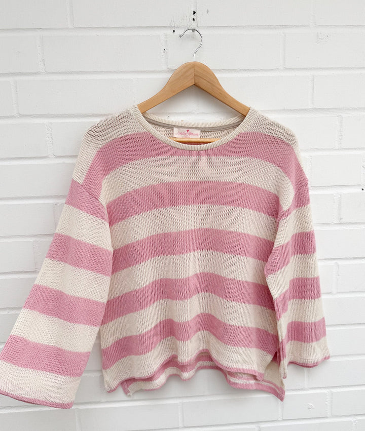 STREIFEN RUNDHALS PULLOVER FEE - versch. Farben