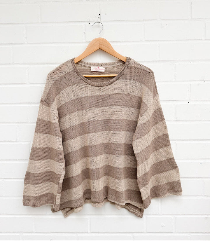 STREIFEN RUNDHALS PULLOVER FEE - versch. Farben