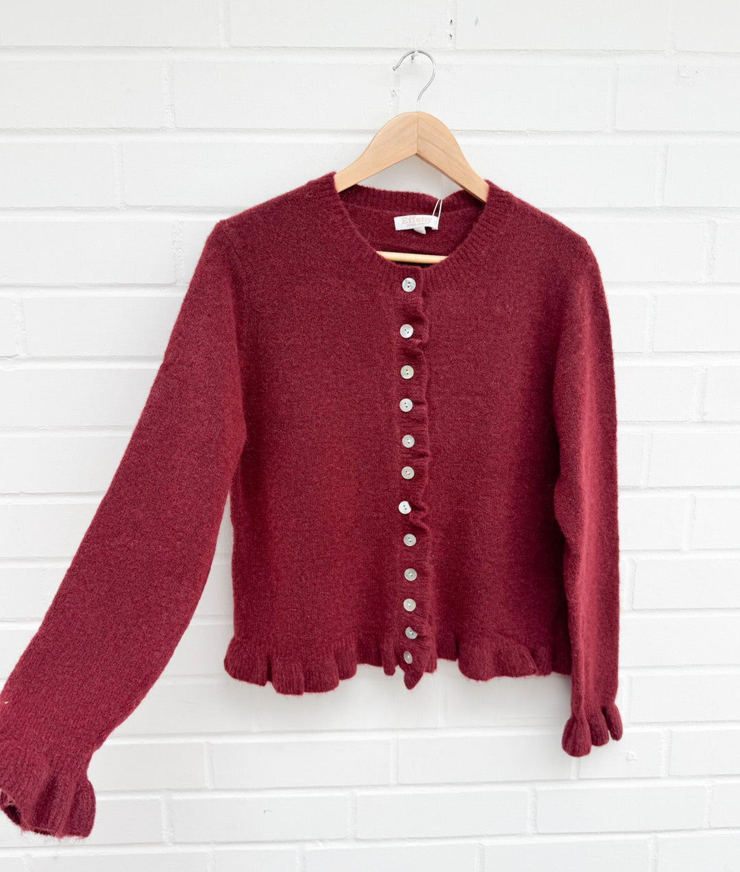 RÜSCHEN FINE STRICKJACKE - versch. Farben