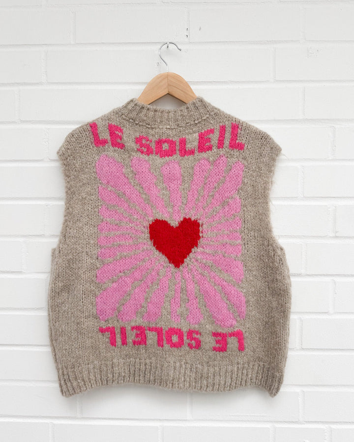 LE SOLEI STRICKWESTE mit Herz Knöpfen - versch. Farben