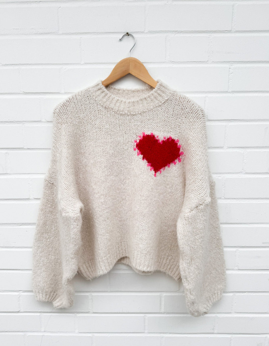 STRICKPULLOVER BIG HEART - beige