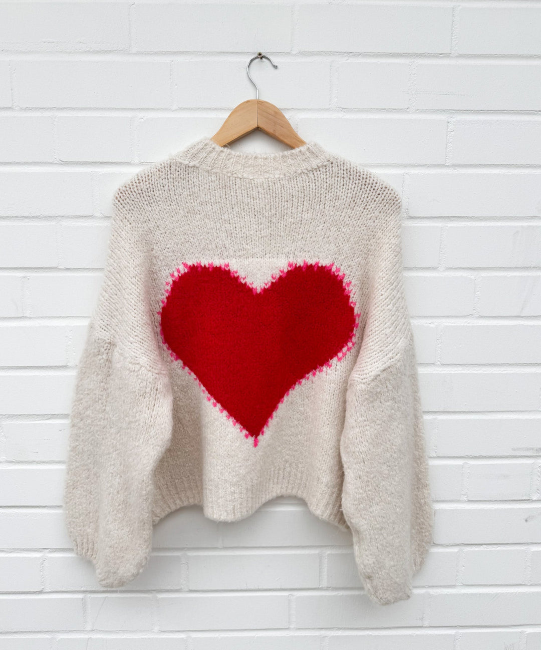 STRICKPULLOVER BIG HEART - beige