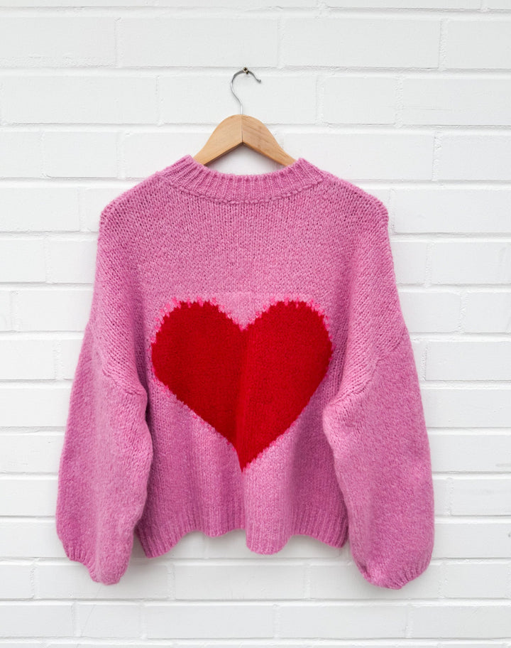 STRICKPULLOVER BIG HEART - pink