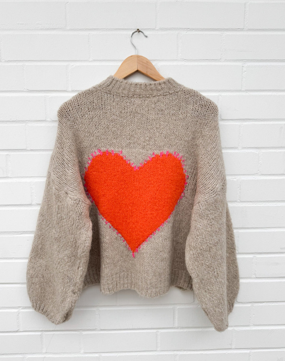 STRICKPULLOVER BIG HEART - taupe