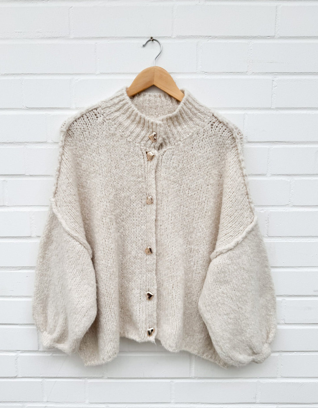 GOLDEN HERZ STRICKJACKE MAIRA - beige