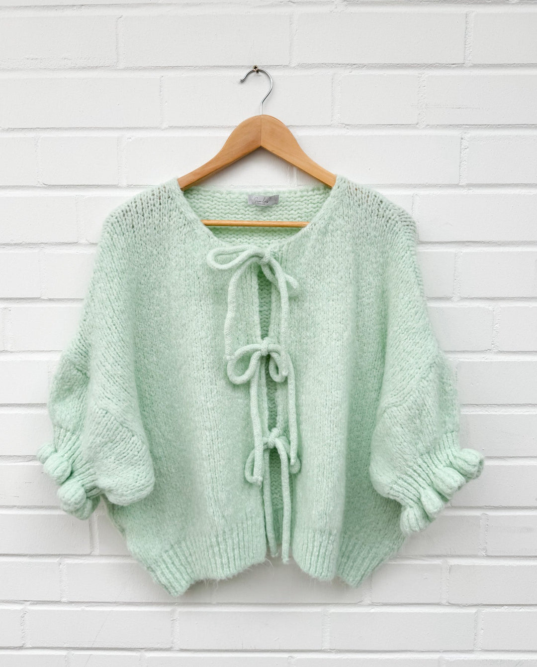 3/4 ARM SCHLEIFEN STRICKJACKE -  mint